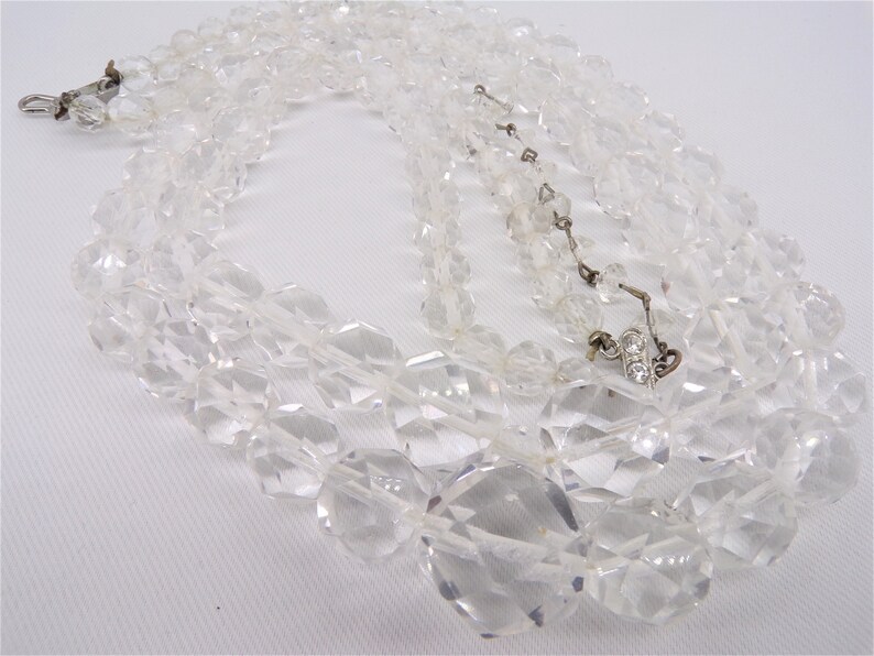 Rock Crystal Necklace, Vintage Crystal Necklace Genuine Faceted Rock Crystal T9 image 7