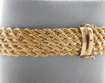 Gold Cuff Bracelet 14k Gold Woven Brevetto. Marked585 Italy 22.23