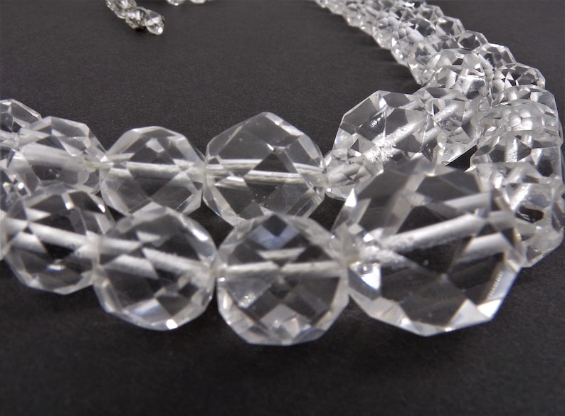 Rock Crystal Necklace, Vintage Crystal Necklace Genuine Faceted Rock Crystal T9 image 4