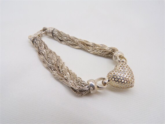 Sterling Silver Heart Bracelet Multi Chain Bracel… - image 2