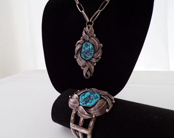 Vintage Necklace and Cuff Set Loren Thomas Begay     T15