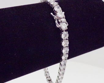 Sterling Silver Link CZ Bracelet FAS    T4