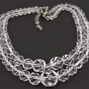 Rock Crystal Necklace, Vintage Crystal Necklace Genuine Faceted Rock Crystal T9 image 3