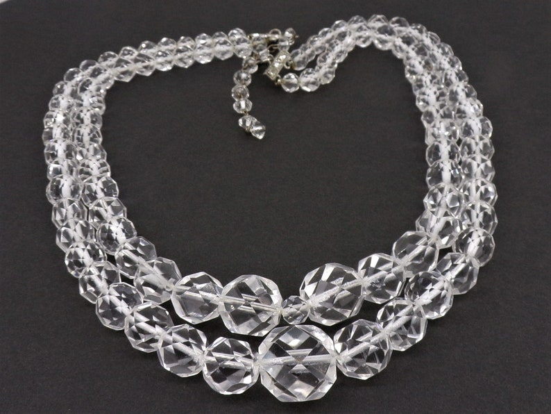 Rock Crystal Necklace, Vintage Crystal Necklace Genuine Faceted Rock Crystal T9 image 3