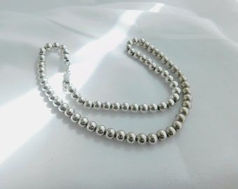 Vintage Sterling Silver Bead or Ball Necklace 6mm T15 - Etsy