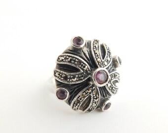 Vintage Marcasite and Amethyst Ring   T10