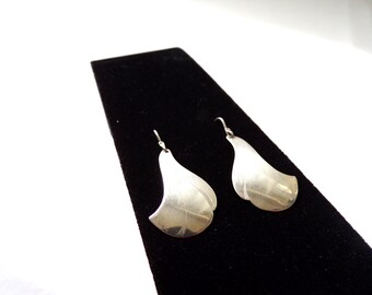 Vintage Sterling Silver Drop Earrings Leaf Shape  Diliah Designer Earrings       T15