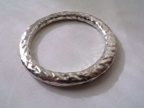 Sterling Silver Bangle Bracelet Hammered Bracelet… - image 5