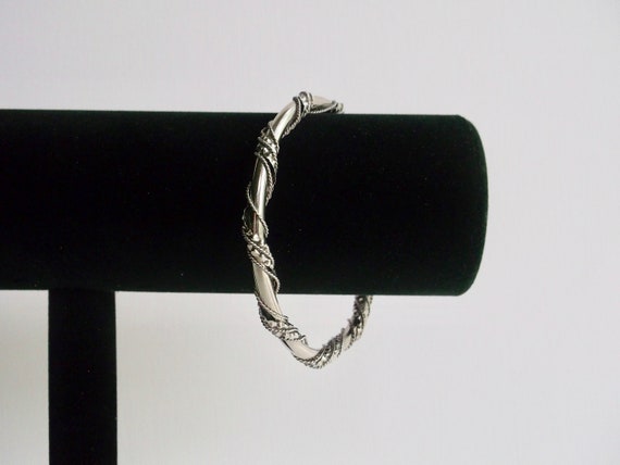 Silver Tone Wire Wrapped Bangle #T4 - image 2