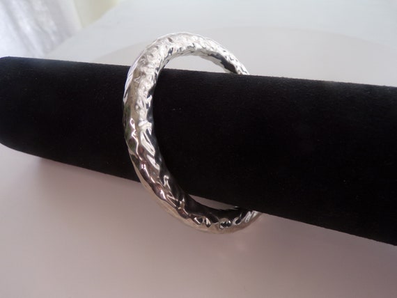 Sterling Silver Bangle Bracelet Hammered Bracelet… - image 2