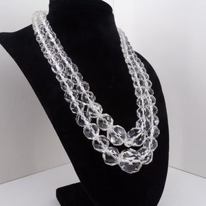Rock Crystal Necklace, Vintage Crystal Necklace Genuine Faceted Rock Crystal T9 image 1