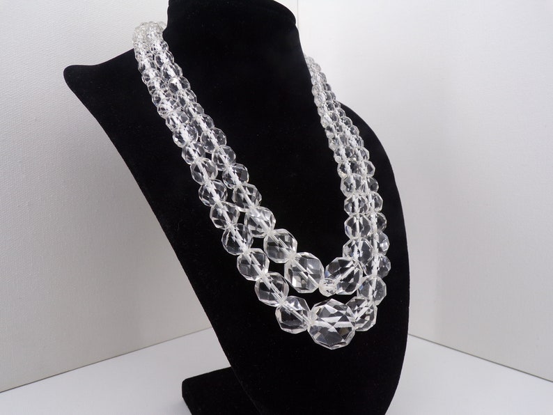 Rock Crystal Necklace, Vintage Crystal Necklace Genuine Faceted Rock Crystal T9 image 1