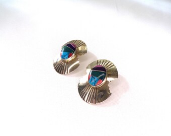 Vintage sterling Silver Post Earrings Marked FM     T15