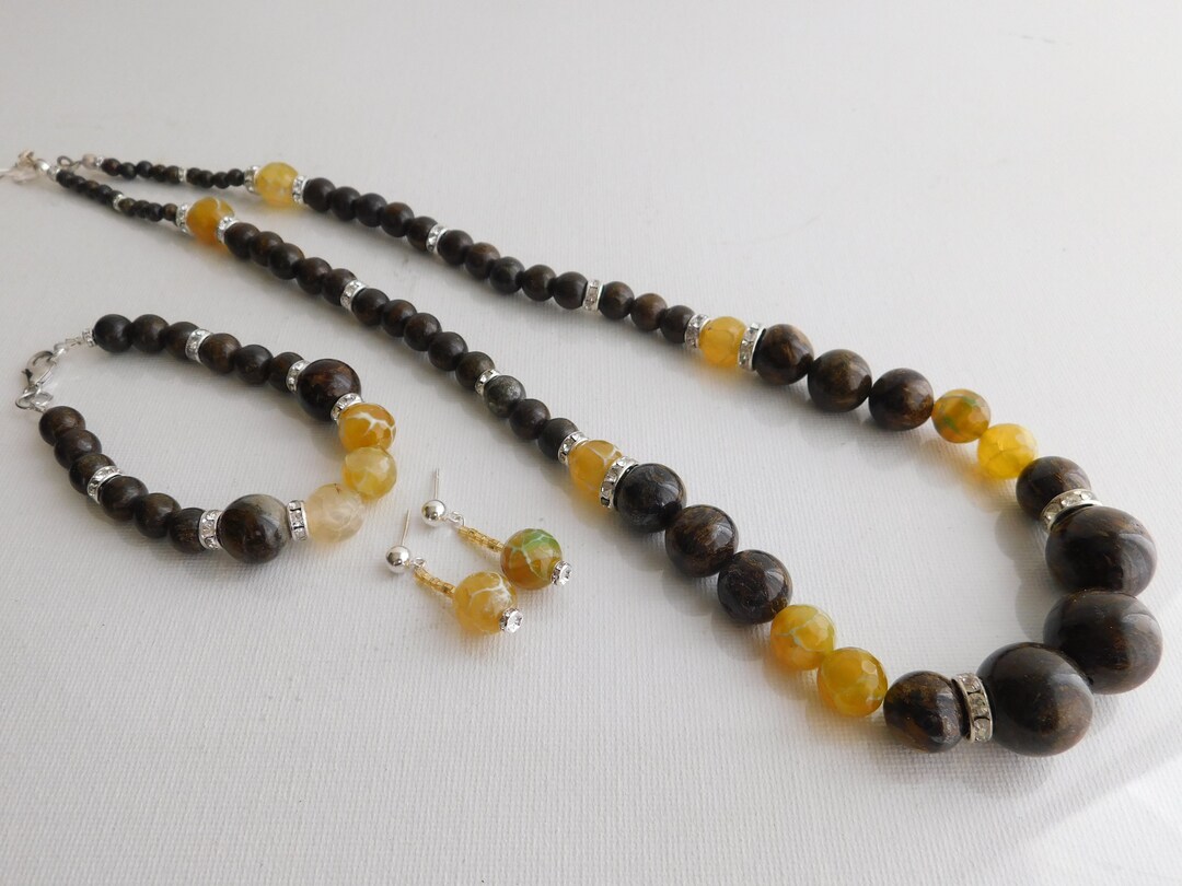 Natural Stone and Sterling Silver Jewelry Set T12 - Etsy