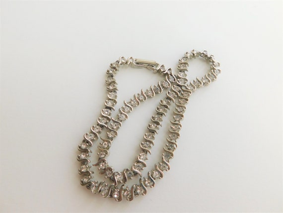 Park Lane Necklace Rhinestone and Silvertone Neck… - image 1