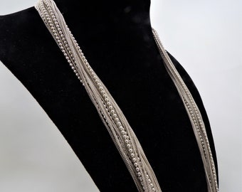 Long Sterling Silver Multi Strand Necklace      T9