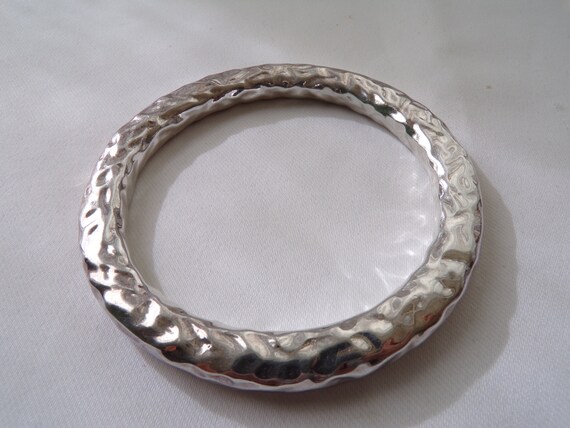 Sterling Silver Bangle Bracelet Hammered Bracelet… - image 6