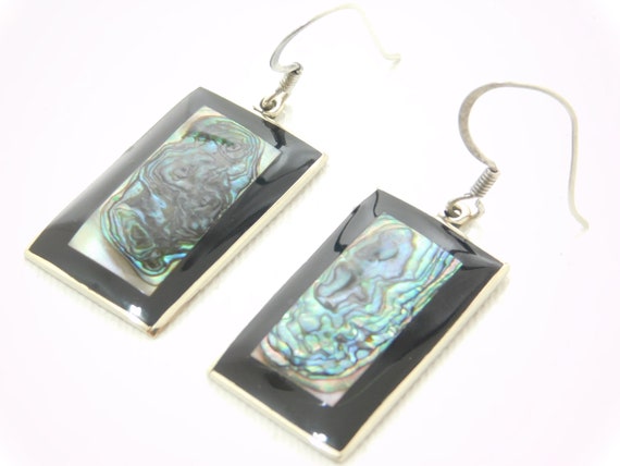 Vintage Abalone and Enamel Drop Earrings   T5 - image 4