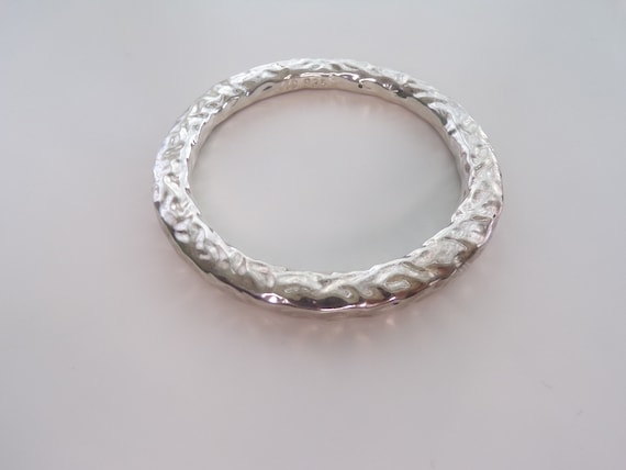 Sterling Silver Bangle Bracelet Hammered Bracelet… - image 1