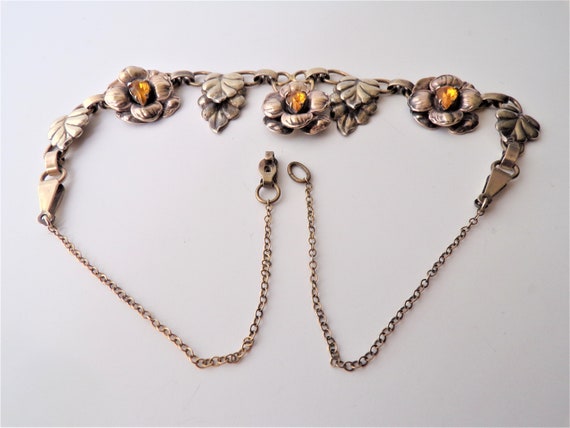 Vintage Flower Necklace 12k Gold Filled Linked Ne… - image 2