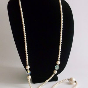 Flapper Style Necklace Vintage Pearl & Rhinestone Necklace Flapper Style T2 image 2