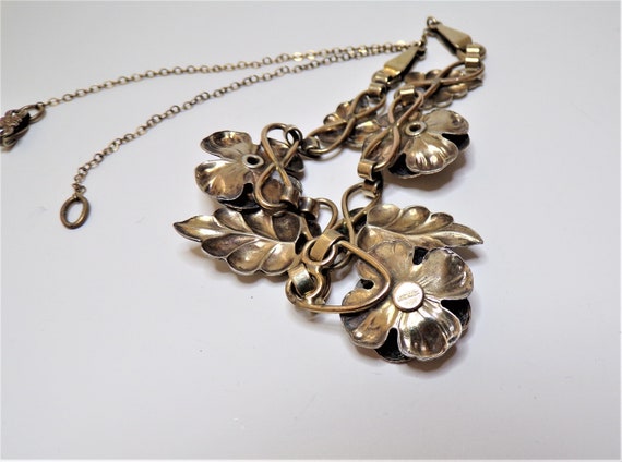 Vintage Flower Necklace 12k Gold Filled Linked Ne… - image 5