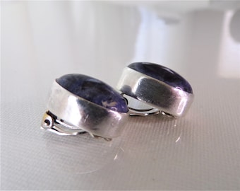 Vintage Sodalite Earrings, Sterlin Silver Earrings Marked JL      T9