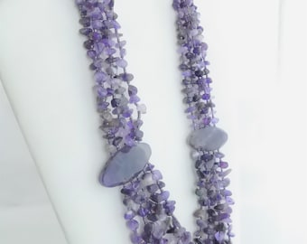 Amethyst Necklace 5 Strand with Large Amethyst Beads   T1