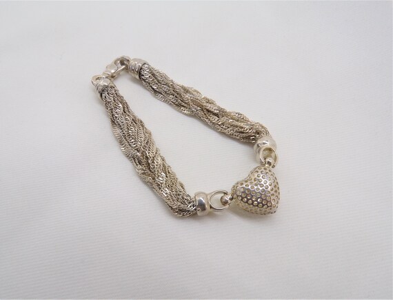 Sterling Silver Heart Bracelet Multi Chain Bracel… - image 4