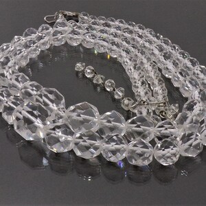 Rock Crystal Necklace, Vintage Crystal Necklace Genuine Faceted Rock Crystal T9 image 5