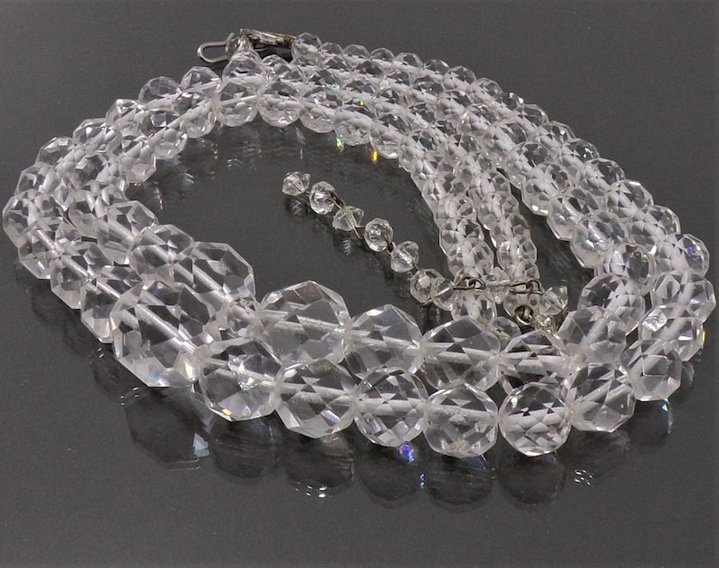 Rock Crystal Necklace, Vintage Crystal Necklace Genuine Faceted Rock Crystal T9 image 5