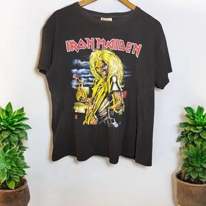Vintage Iron Maiden T Shirt – 80s/90s Band Tee – Eddie Graphic – Heavy Metal Rock Shirt – Black – Tagged XXL (Fits Large)