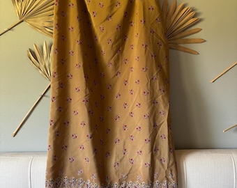 Gonna a portafoglio vintage astratta nei toni della terra – Stile boho festival – Vita regolabile con laccetti – Taglia M