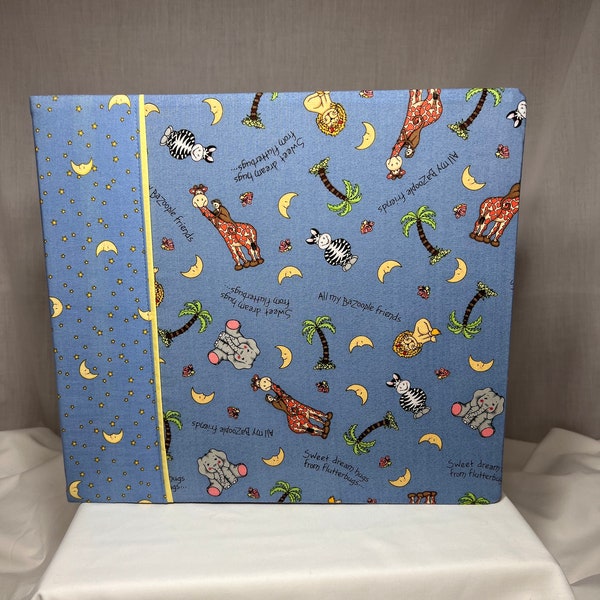 12x12 Scrapbook Photo Memory Album Postbound 3 Ring Post Baby boy girl nursery rhyme Sweet dreams Noah’s Ark lion giraffe zebra shower gift