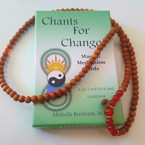 Chants For Change Oracle deck & Handmade Mala Sandalwood Gemstone Bead necklace