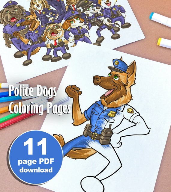 Police Dogs Cartoon Coloring Pages Etsy