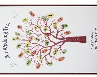 A3 Wedding Fingerprint Thumbprint Tree Personalised Guest Book with a difference