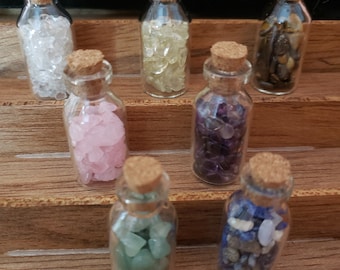 Natural Crystal Chip Bottles: Healing Gemstone Set