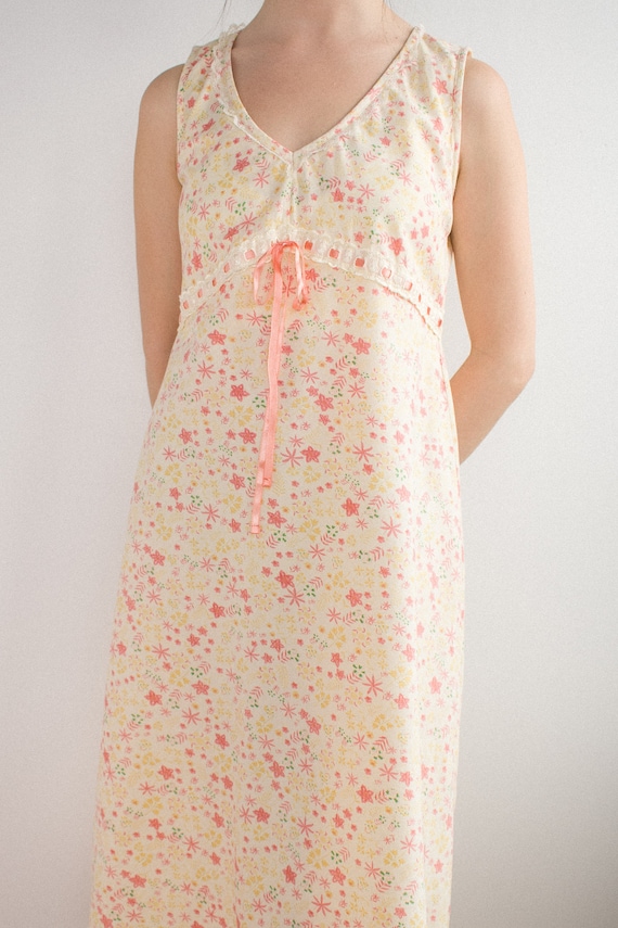 April Cornell Vintage Pink Floral Nightgown Dress 