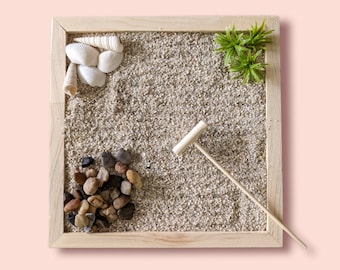 Miniature Beach Themed Zen Garden, Table Top Zen Garden Kit, Meditation