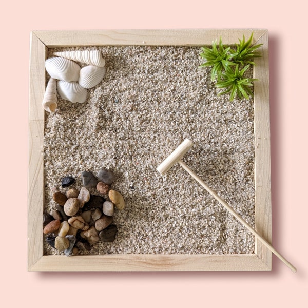 Jardin zen miniature sur le thème de la plage, kit de jardin zen de table, méditation