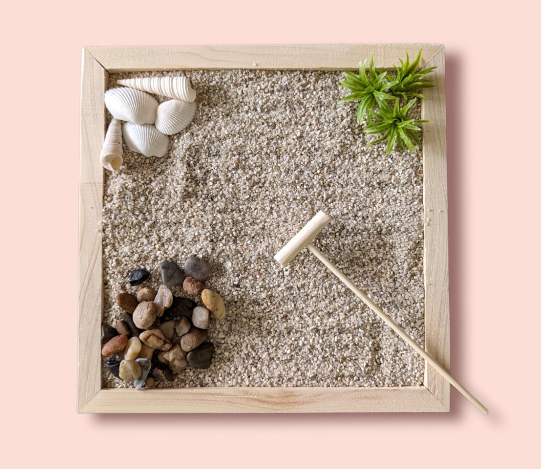 Miniature Beach Themed Zen Garden, Table Top Zen Garden Kit, Meditation