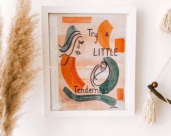 Try a little Tenderness, abstract Mother and Child Print, Gentle Parenting Print from the SJ Strum Collection