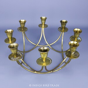HUGE 13" Vintage Brass Candelabra 8 Arms | Mid Century Gold Metal Candle Holder Centerpiece | Antique Candlesticks Dining Table Wedding