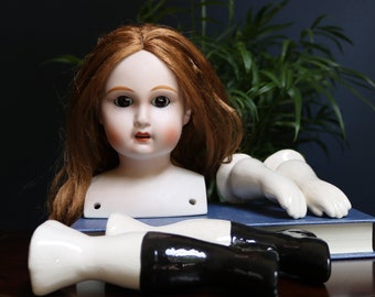 Vintage French Jumeau doll Reproduction | Antique Porcelain Bisque Doll Repro Open Mouth Parts Head Arms Hands Legs