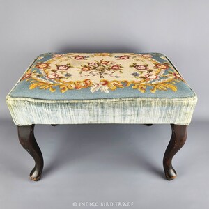 Antique French Louis XV Style Carved Wood Footstool or Small Bench Floral Needlepoint Cushion Vintage Wooden Foot Stool Tapestry Ottoman Etsy Canada
