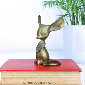 Lovely Brass Mouse Figurine Vintage | Mid Century Gold Metal Mickey Mouse Paperweight Statue | Animal Sculpture Minnie Mouse Christmas Gift