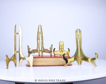 Brass Folding Display Stand Easel Vintage | Gold Book Plate Holder | Solid Brass Table Top Picture Photo Display Antique Mid Century Easel