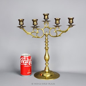 Huge Victorian Brass Candelabra for 5 Taper Candles Antique Ornate Candelabra Candlestick Holders Vintage Mantel Candleholder Centerpiece