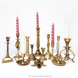Vintage Brass Candle Holders - SOLD SEPARATELY - Antique Gold Candlesticks Taper Ornate Set Lot Candleholders Mixed Wedding Table Decor